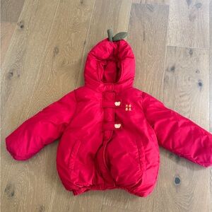 Toddler girl cute apple hooded puffer jacket 4T/110cm